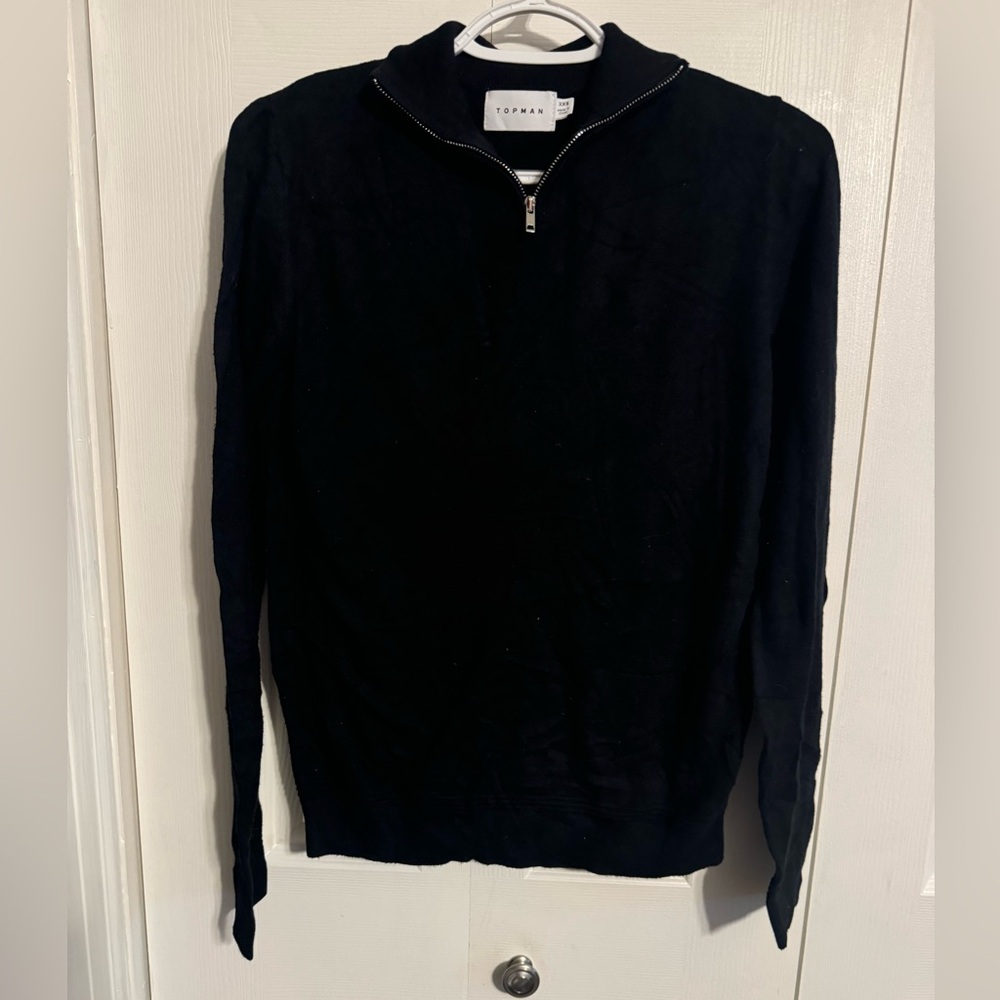Topman men’s xxs quarter zip sweater black